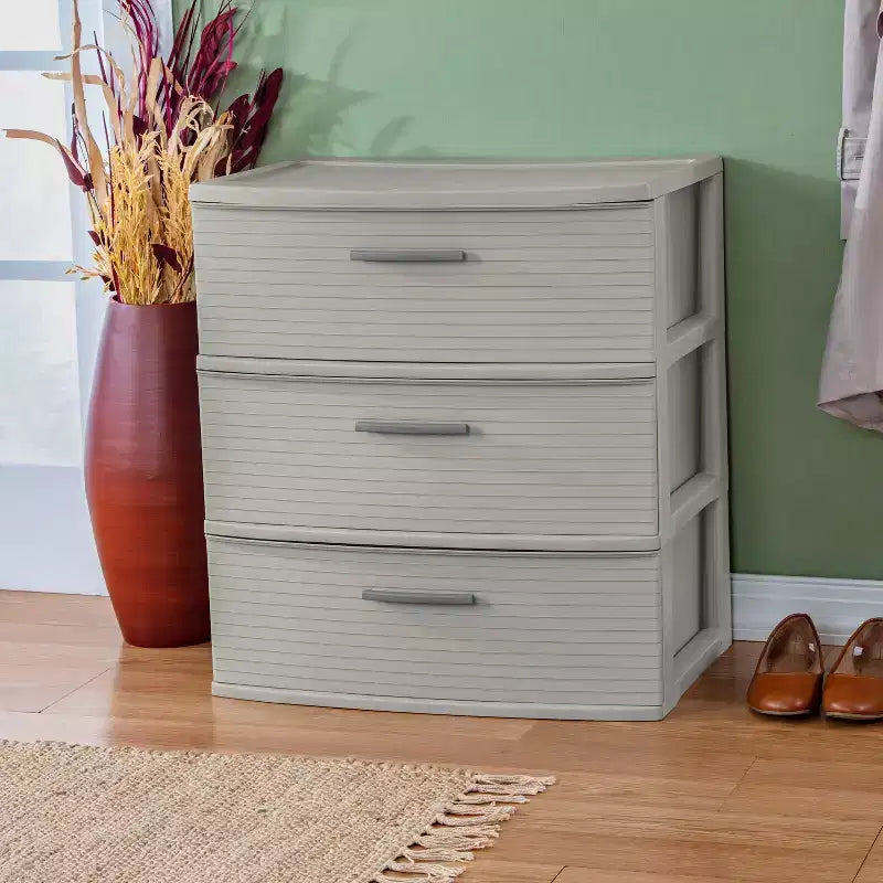 Tour large à 3 tiroirs gris foncé - Tiroirs de rangement en plastique, portables, aucun assemblage requis