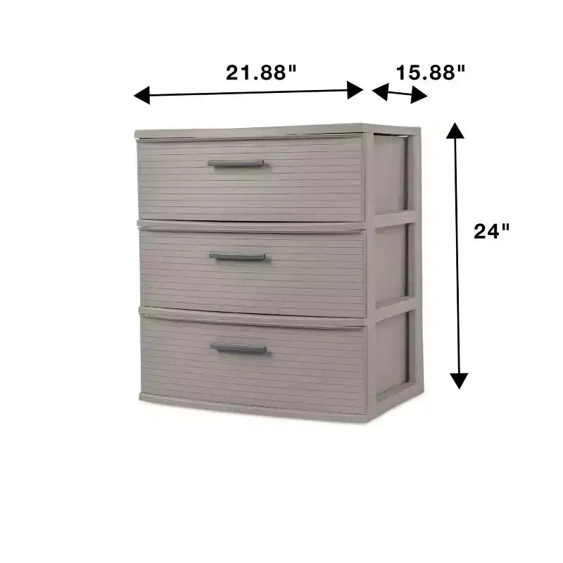 Tour large à 3 tiroirs gris foncé - Tiroirs de rangement en plastique, portables, aucun assemblage requis
