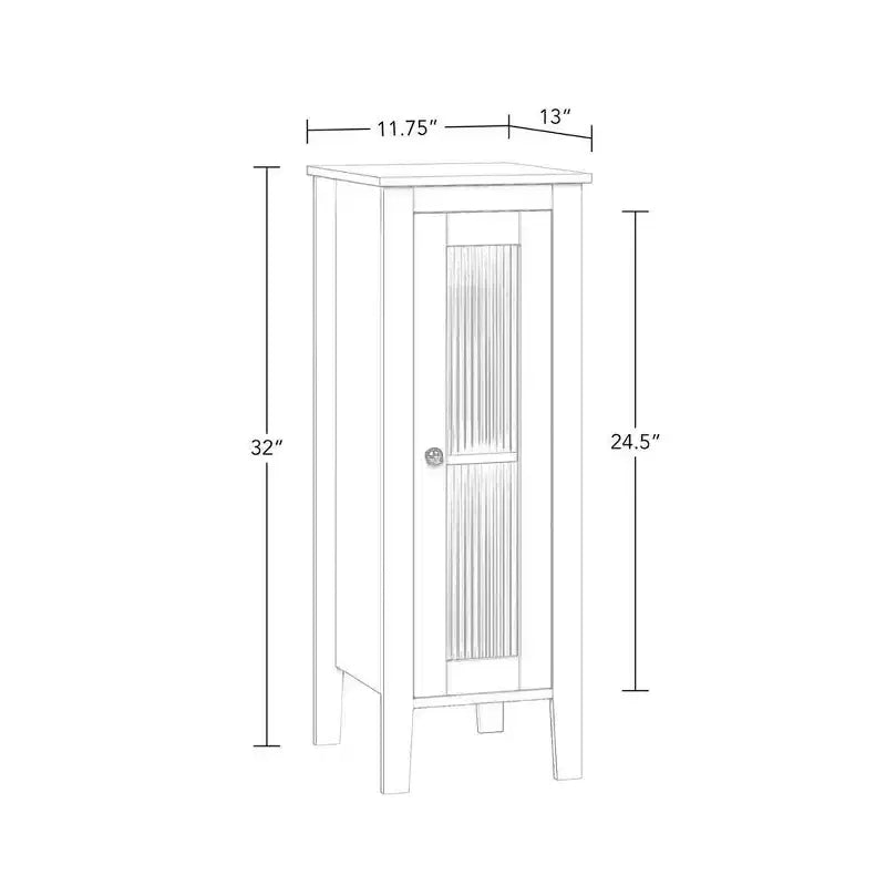 Meuble de rangement de salle de bain étroit à porte simple avec étagères réglables - Blanc