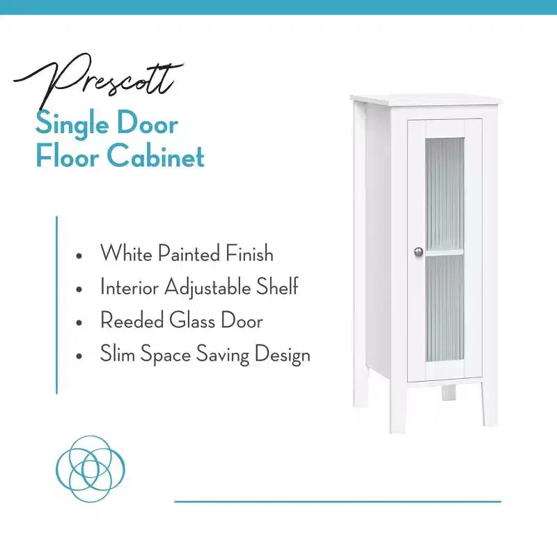 Meuble de rangement de salle de bain étroit à porte simple avec étagères réglables - Blanc