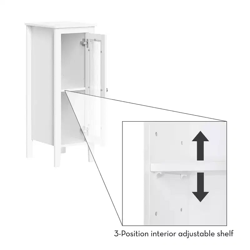 Meuble de rangement de salle de bain étroit à porte simple avec étagères réglables - Blanc