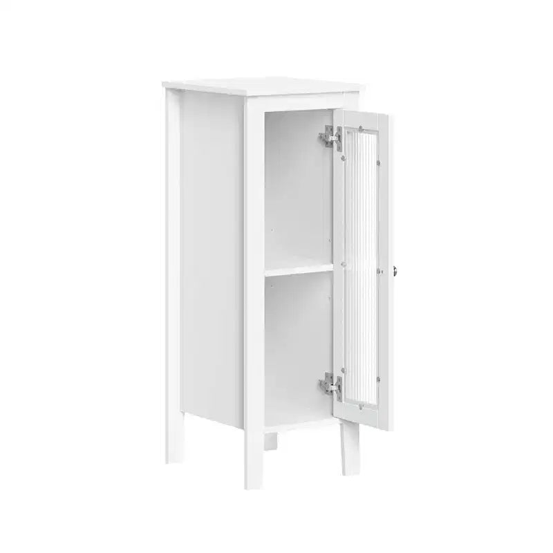 Meuble de rangement de salle de bain étroit à porte simple avec étagères réglables - Blanc