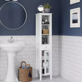 Meuble de rangement haut de salle de bain avec tiroir, porte vitrée et étagères - Blanc