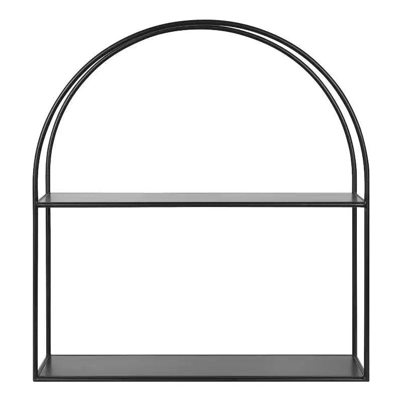 Étagère arquée en métal noir 24 po x 26 po - Rangement moderne, design ouvert, montage facile