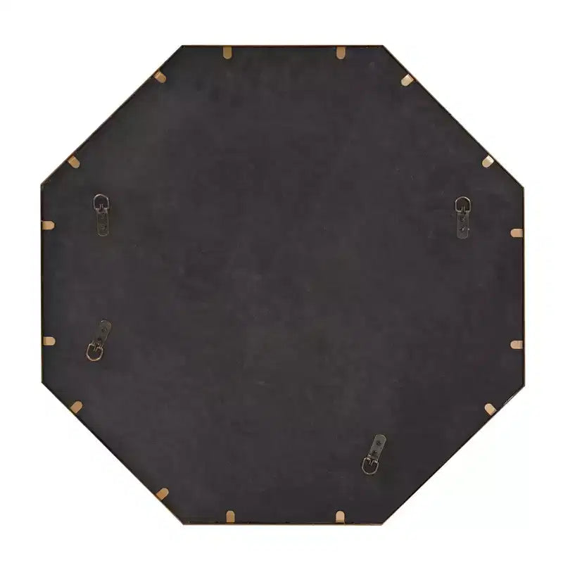 Miroir mural octogonal 28"x28", cadre en fer doré antique, prêt à être accroché