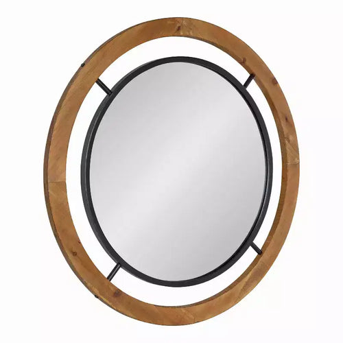 32" x 32" Whalen Round Wall Mirror Brown - Kate & Laurel All Things Decor: Shabby-Chic, No Assembly Required