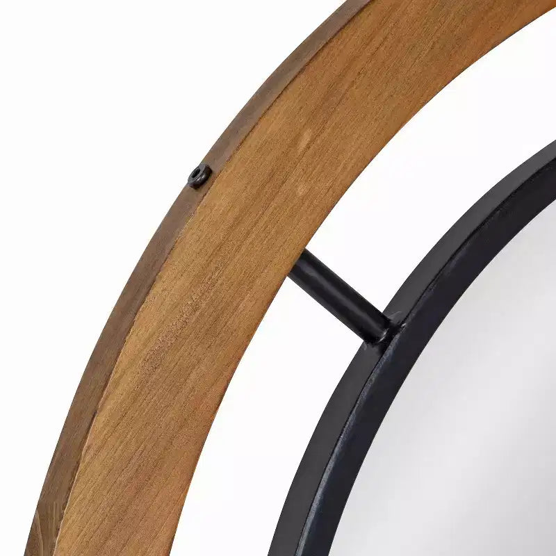 Miroir mural rond 32" x 32" marron - Style shabby-chic, aucun assemblage requis