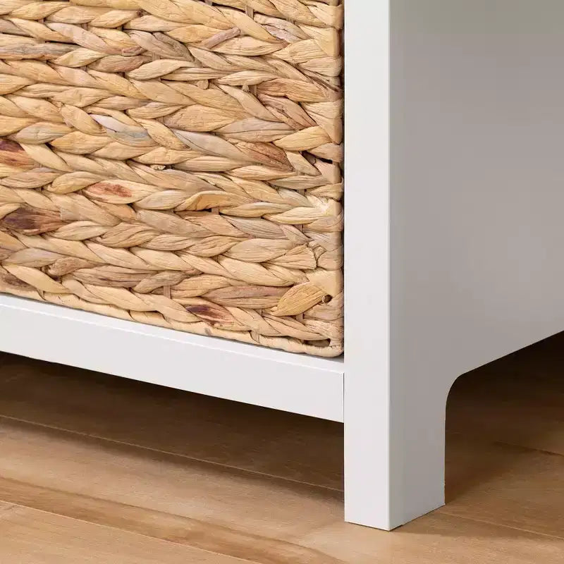 Commode pour enfant à 3 tiroirs avec paniers, blanc pur - Style Ferme