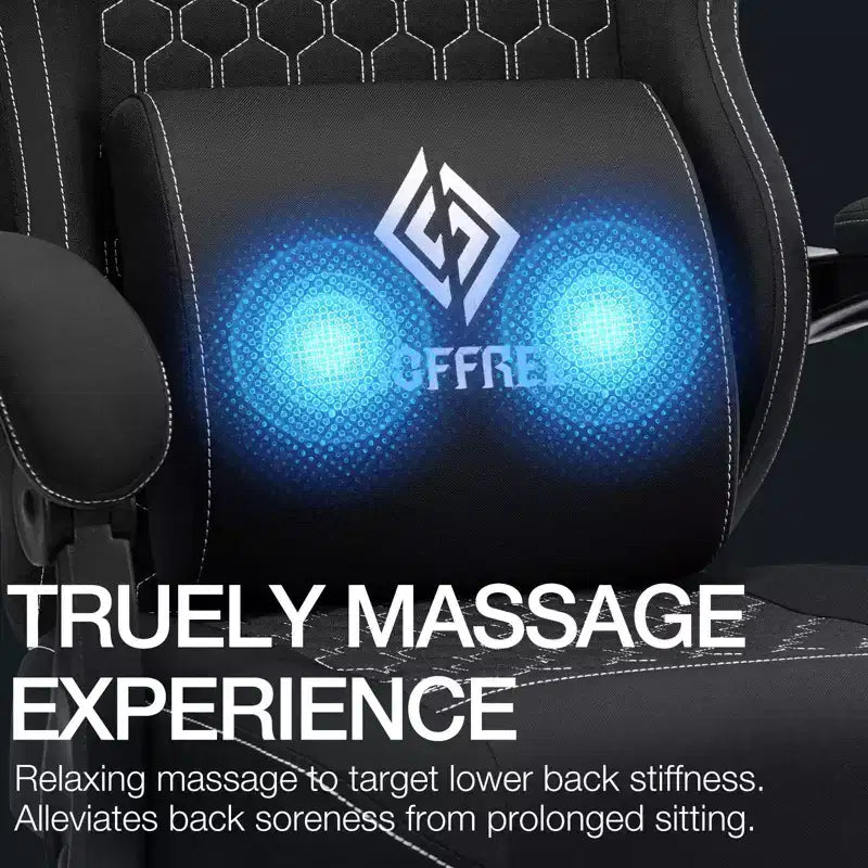 Chaise de massage gaming en tissu respirant avec repose-pieds et chaise de bureau ergonomique réglable pour PC