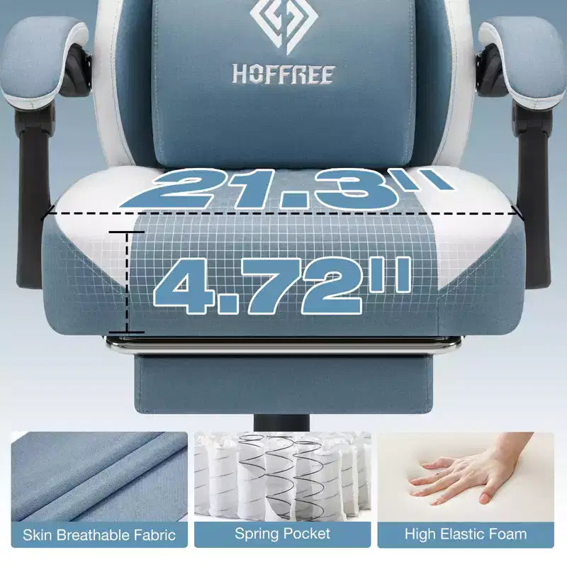 Chaise de massage gaming en tissu respirant avec repose-pieds et chaise de bureau ergonomique réglable pour PC