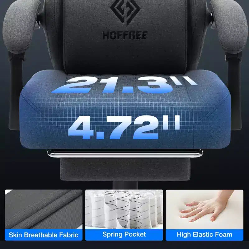 Chaise de massage gaming en tissu respirant avec repose-pieds et chaise de bureau ergonomique réglable pour PC