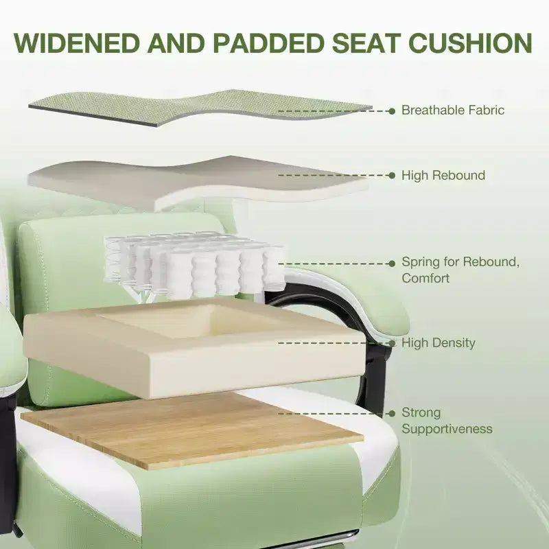 Chaise de massage gaming en tissu respirant avec repose-pieds et chaise de bureau ergonomique réglable pour PC
