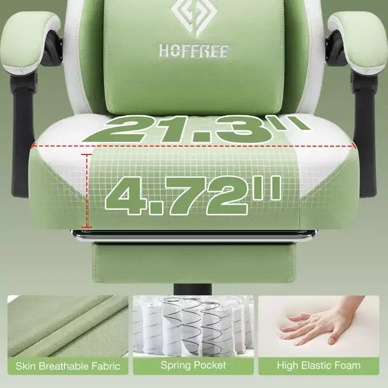 Chaise de massage gaming en tissu respirant avec repose-pieds et chaise de bureau ergonomique réglable pour PC