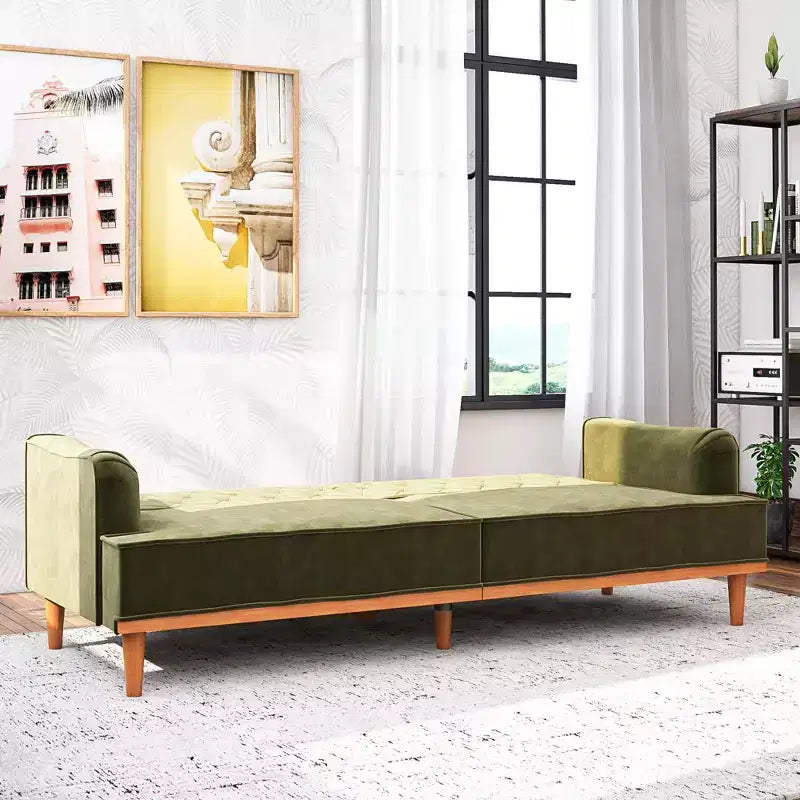 Canapé-lit convertible futon vintage à ressorts hélicoïdaux