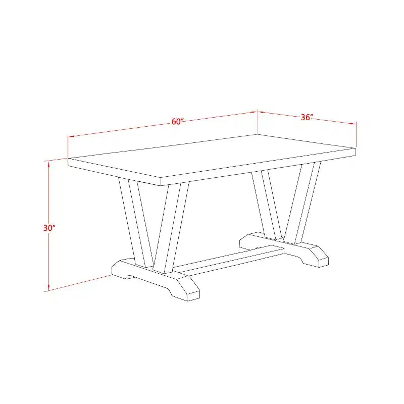 Table à manger rectangulaire V-Style 36x60", 4 places