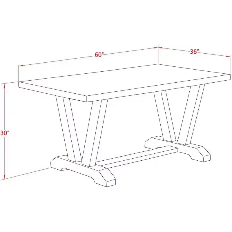 Table à manger rectangulaire V-Style 36x60", 4 places