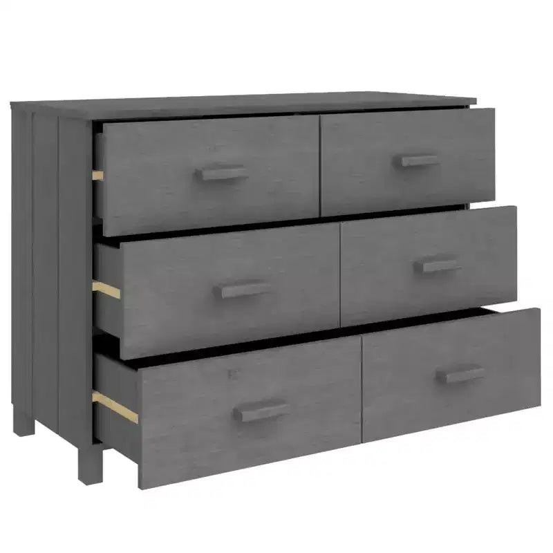 Commode en pin massif gris foncé 113x40x80 cm