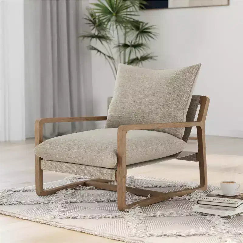 Chaise d'appoint en tissu rembourré à lanières