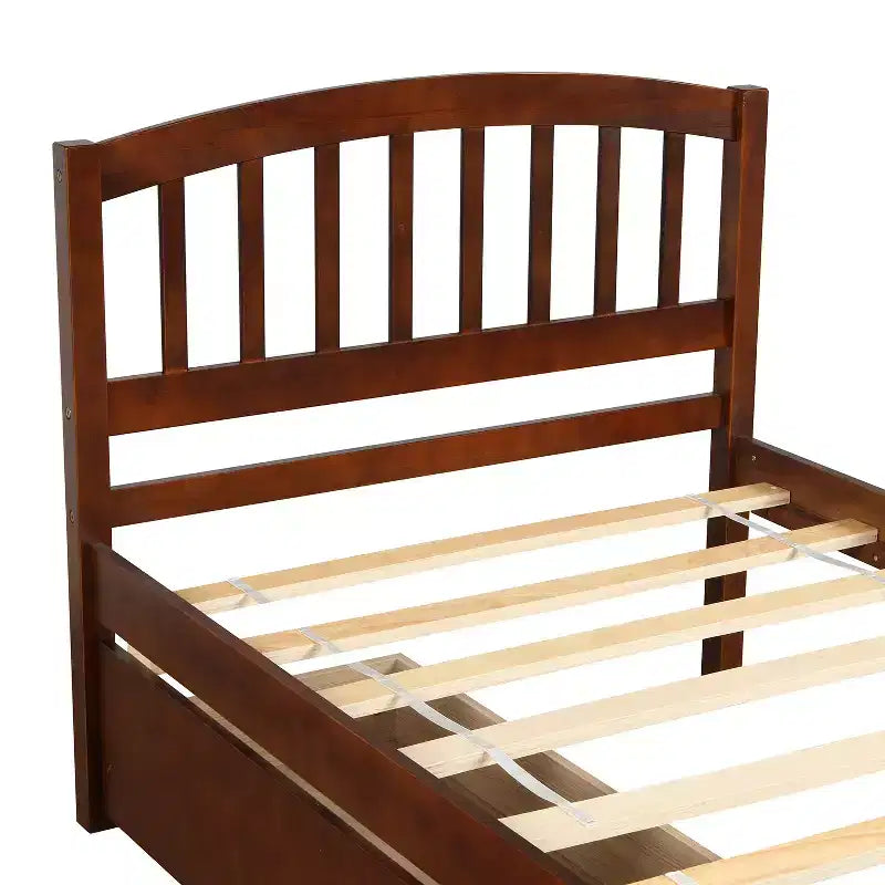 Lit plateforme de taille simple avec deux tiroirs et une tête de lit