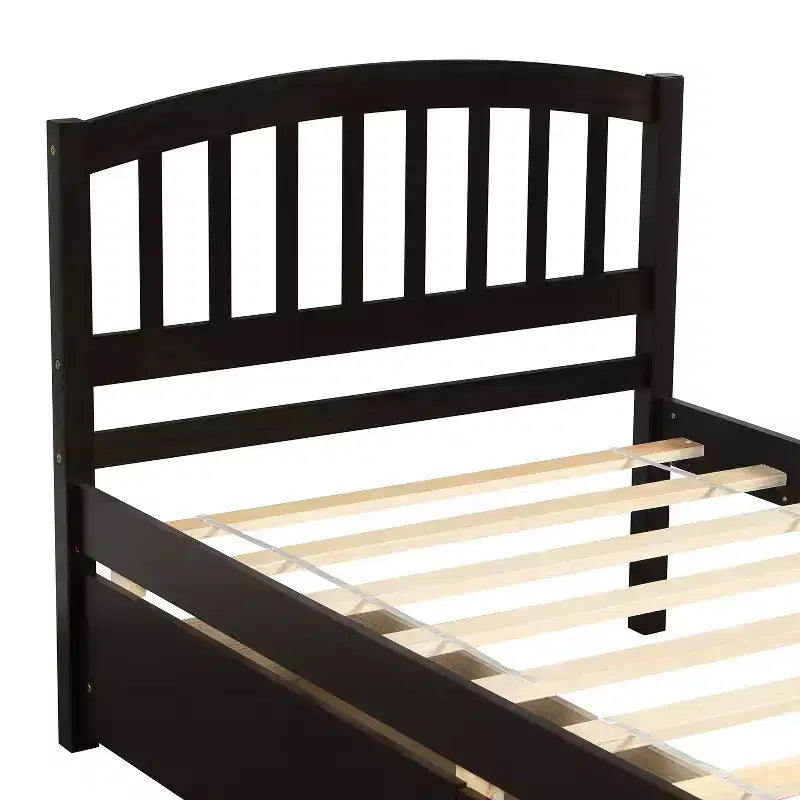 Lit plateforme de taille simple avec deux tiroirs et une tête de lit