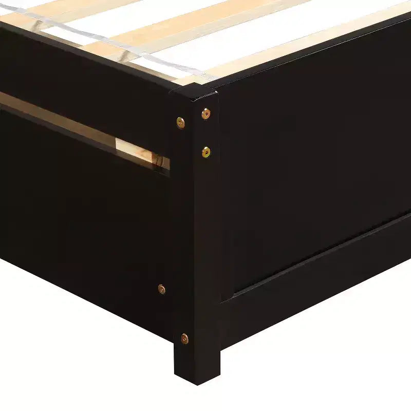 Lit plateforme de taille simple avec deux tiroirs et une tête de lit