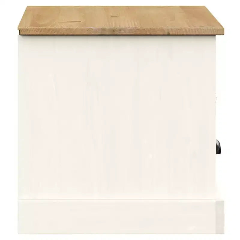 Meuble TV blanc en pin massif - 41,7x15,7x15,7 avec tiroir, étagère ouverte et placard