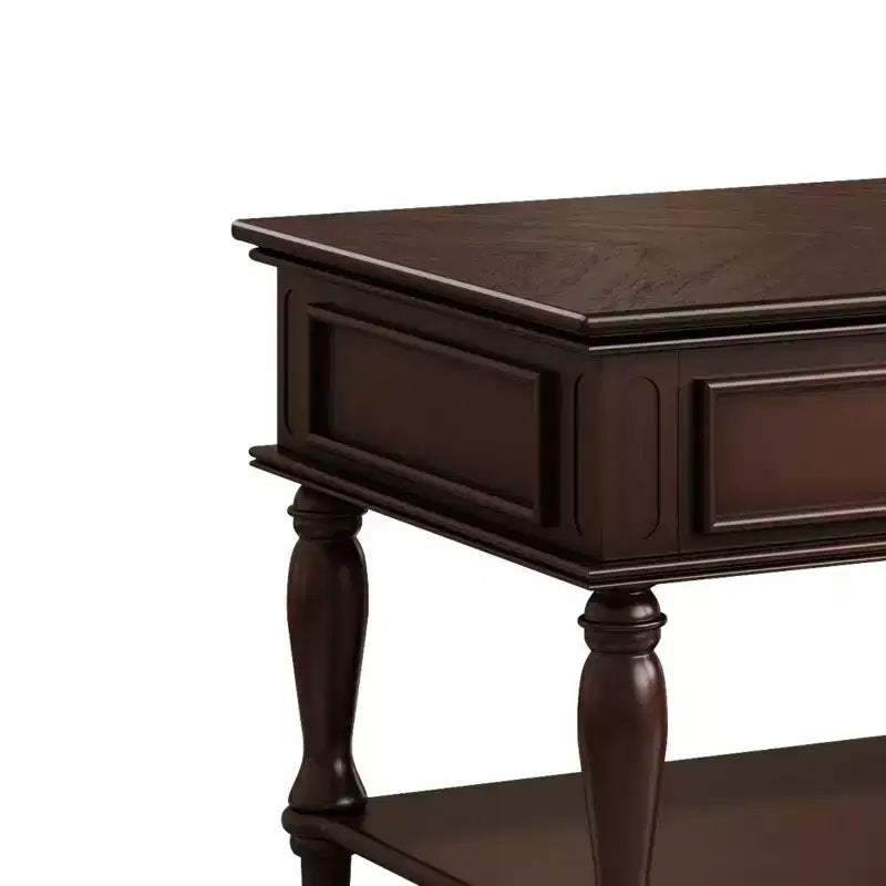 Table basse de ferme avec un tiroir, roulettes verrouillables et pieds en bois massif pour salon, Espresso