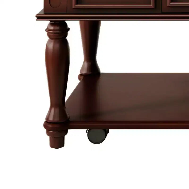 Table basse de ferme avec un tiroir, roulettes verrouillables et pieds en bois massif pour salon, Espresso