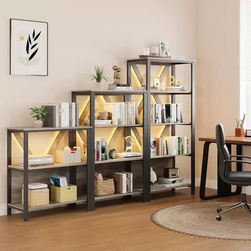 Bibliothèque industrielle, Étagère de présentation moderne en métal pour salon, bureau