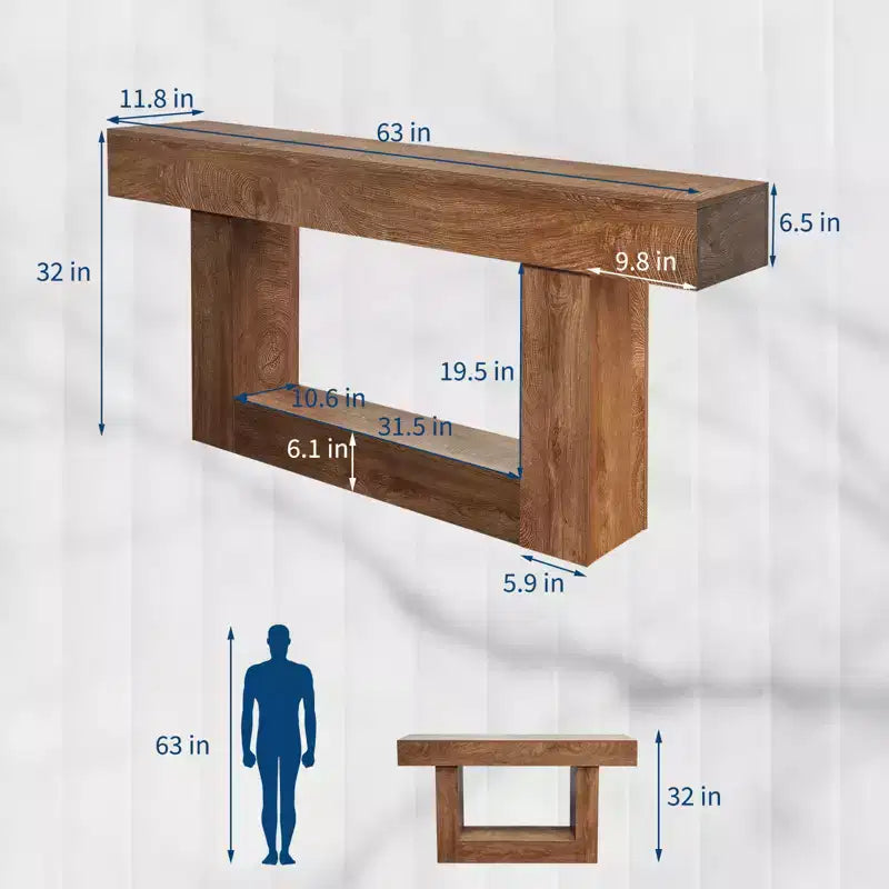 Table console longue de 63 pouces pour l'entrée - Table de canapé de style rustique pour l'arrière du canapé, le couloir et le salon, Table d'entrée en bois rustique pour le hall, Décoration intérieure