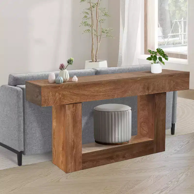 Table console longue de 63 pouces pour l'entrée - Table de canapé de style rustique pour l'arrière du canapé, le couloir et le salon, Table d'entrée en bois rustique pour le hall, Décoration intérieure