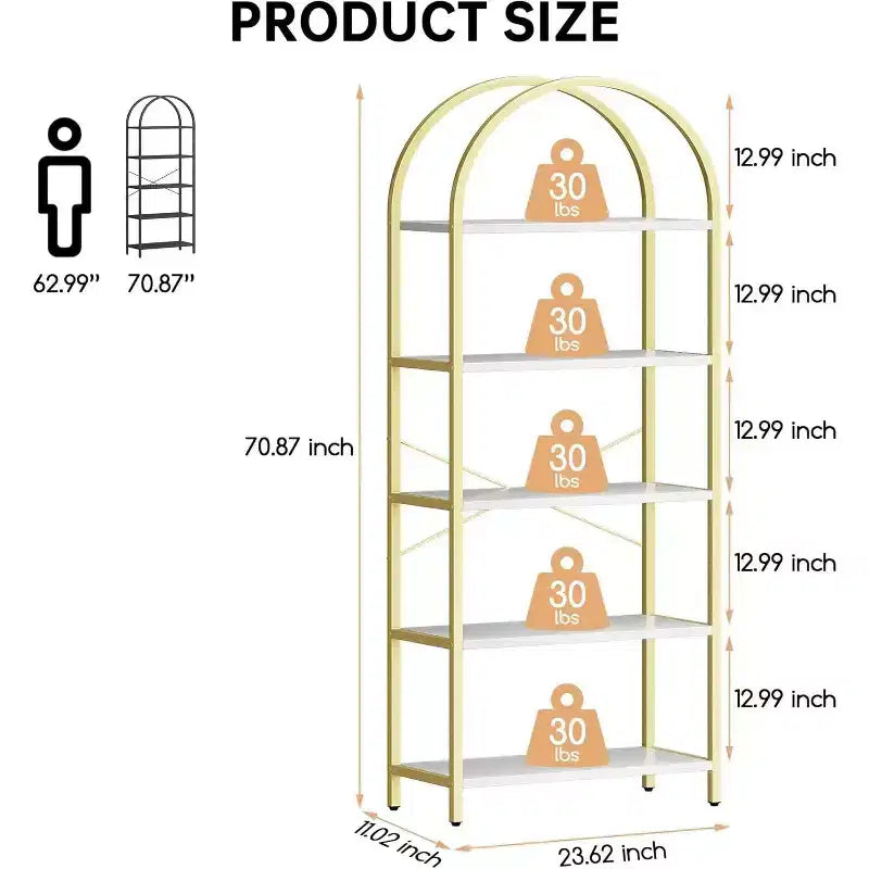 Lot de 2 étagères hautes à 6 niveaux, étagère de rangement en métal et bois, présentoir industriel pour bureau à domicile, salon
