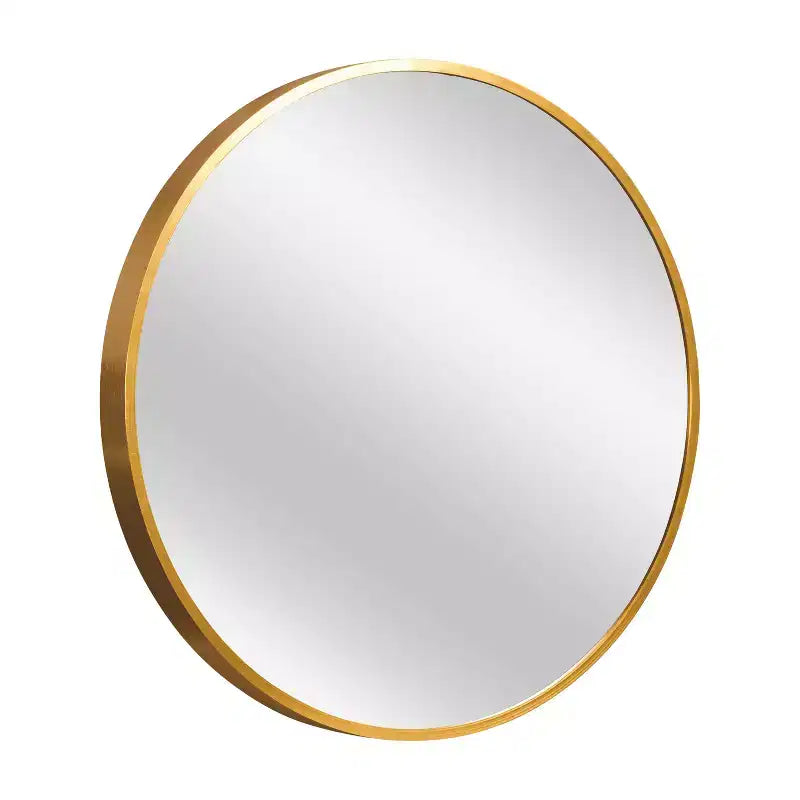 Miroir suspendu rond 20x20x1in en alliage d'aluminium à bords fins doré