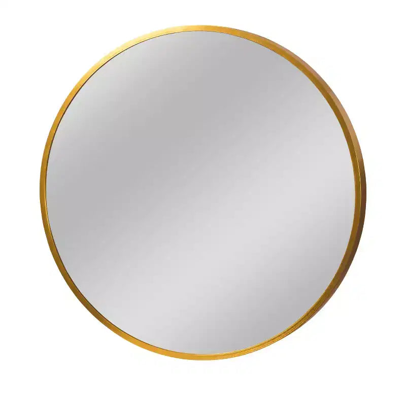 Miroir suspendu rond 20x20x1in en alliage d'aluminium à bords fins doré