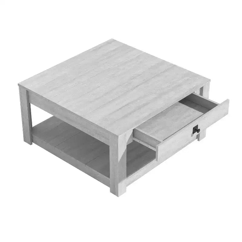 Table basse en bois avec tiroir de rangement 80 L 80 P 41,4 H cm