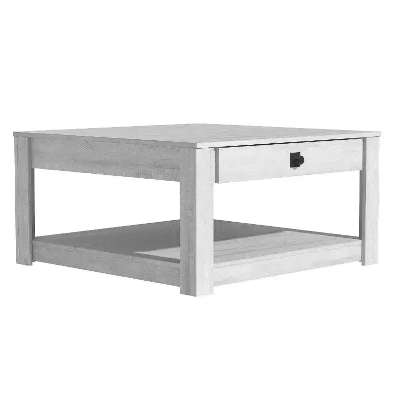 Table basse en bois avec tiroir de rangement 80 L 80 P 41,4 H cm