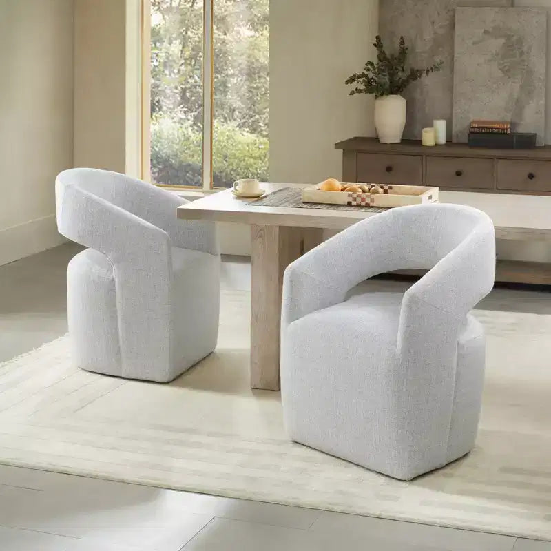 Chaise de salle à manger moderne « Barrel » avec roulettes et dossier ouvert « Anywhere Chair » sans assemblage