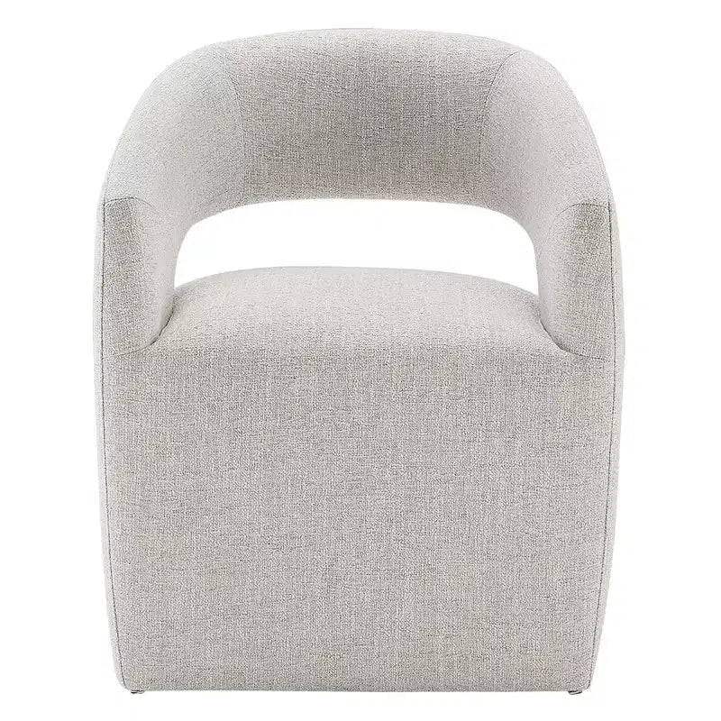Chaise de salle à manger moderne « Barrel » avec roulettes et dossier ouvert « Anywhere Chair » sans assemblage
