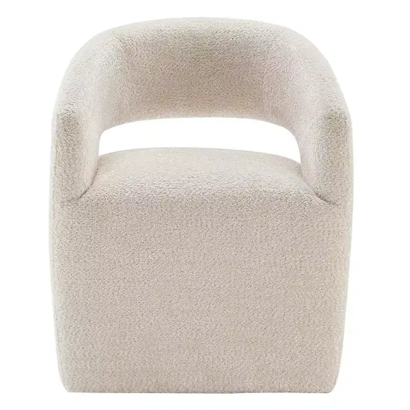 Chaise de salle à manger moderne « Barrel » avec roulettes et dossier ouvert « Anywhere Chair » sans assemblage
