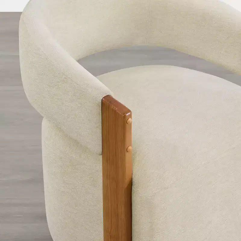 Chaise de salle à manger rembourrée avec accoudoirs en bois et roulettes cachées
