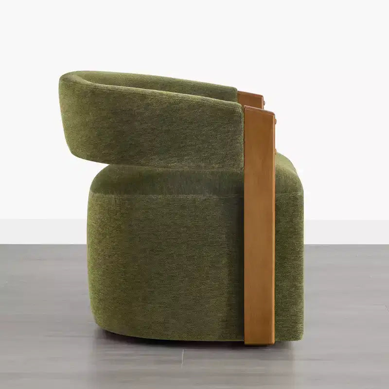 Chaise de salle à manger rembourrée avec accoudoirs en bois et roulettes cachées