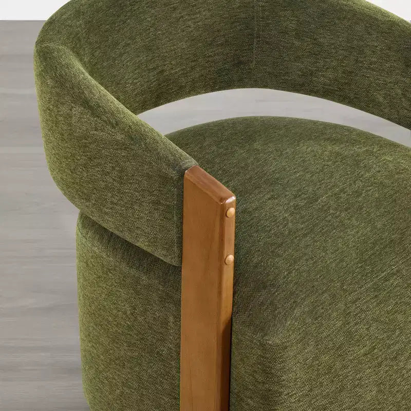 Chaise de salle à manger rembourrée avec accoudoirs en bois et roulettes cachées