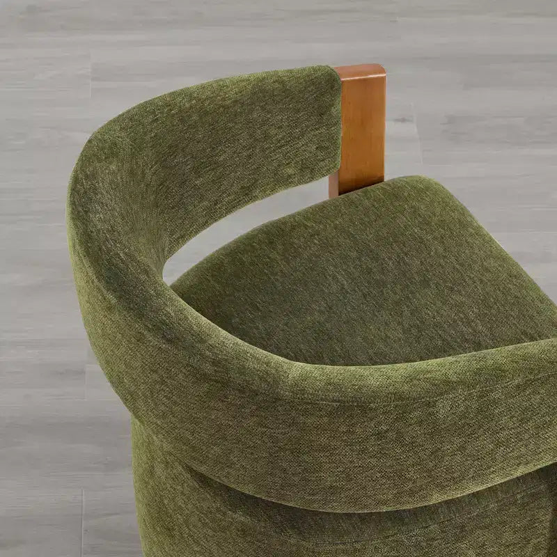 Chaise de salle à manger rembourrée avec accoudoirs en bois et roulettes cachées