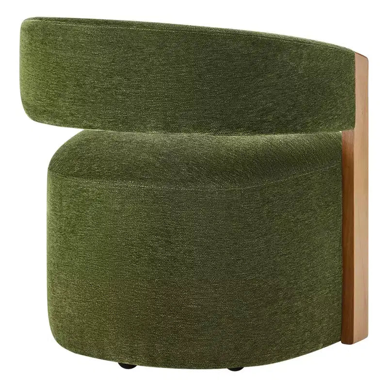 Chaise de salle à manger rembourrée avec accoudoirs en bois et roulettes cachées