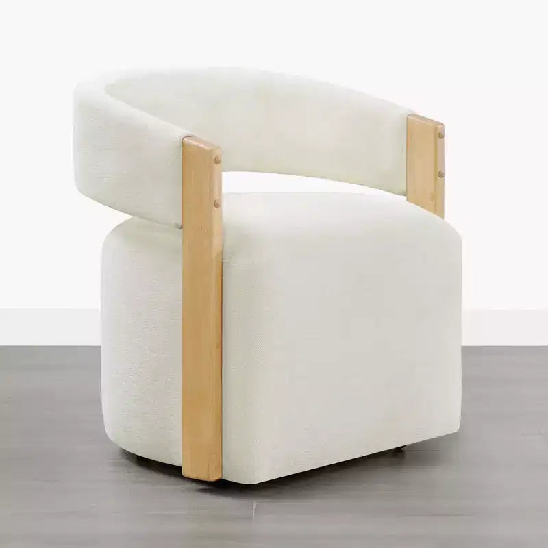 Chaise de salle à manger rembourrée avec accoudoirs en bois et roulettes cachées
