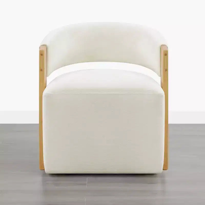 Chaise de salle à manger rembourrée avec accoudoirs en bois et roulettes cachées