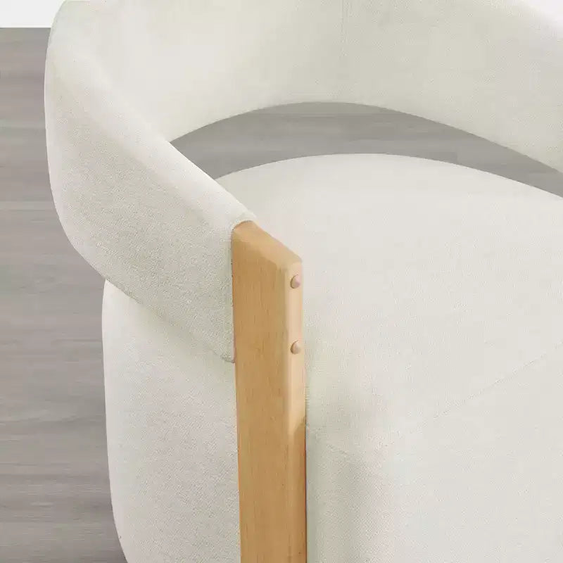 Chaise de salle à manger rembourrée avec accoudoirs en bois et roulettes cachées