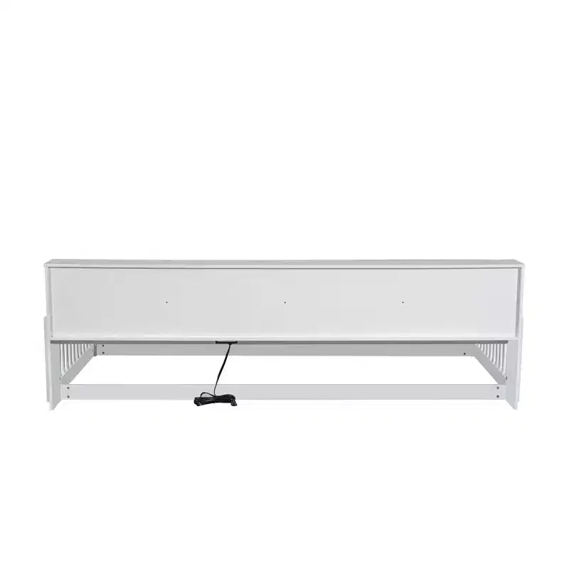 Lit de plancher Montessori pour enfants avec bibliothèque, lit de plancher simple XL avec station de charge, cadre de lit de plancher avec barrières de sécurité pour enfants, blanc