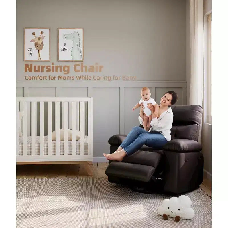 Fauteuils inclinables surdimensionnés avec fonction de chaleur et de massage - Fauteuil inclinable paresseux pivotant à 360° pour adultes - Fauteuil à bascule manuel