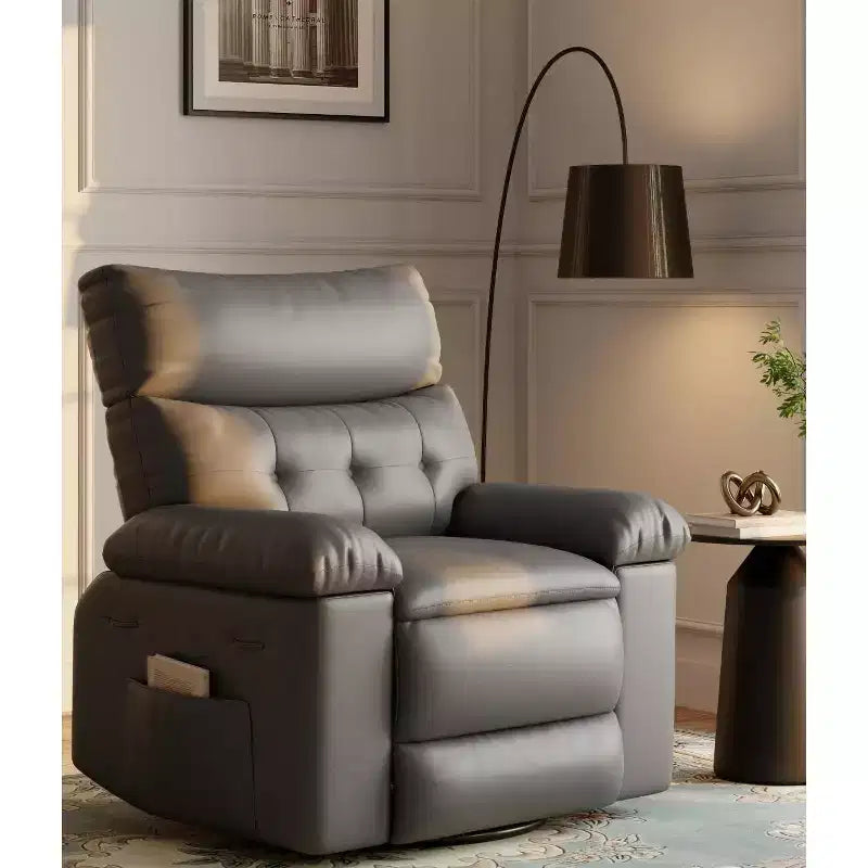 Fauteuils inclinables surdimensionnés avec fonction de chaleur et de massage - Fauteuil inclinable paresseux pivotant à 360° pour adultes - Fauteuil à bascule manuel